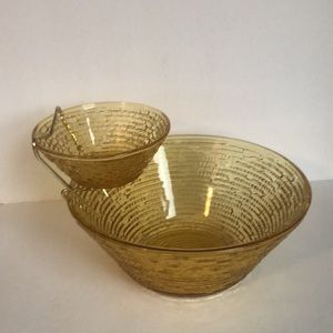 Anchor Hocking Vintage Gold Chip And Dip Bowl